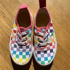 Rainbow checkered slip on Vans